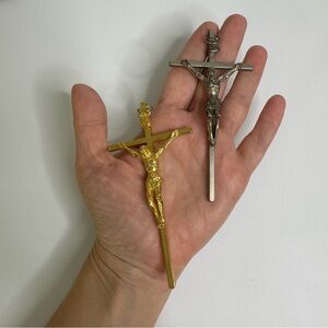 Crucifix Pendants 4.5 inch Gold and Silver INRI Italy Religious